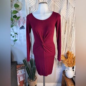 Forever 21 Rich Red Long Sleeve Dress